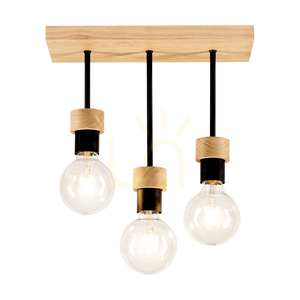 Lampa de tavan Chandelle, 3xE27, Max. 40 W, stejar tratat cu ulei/metal negru, 35 cm small 1