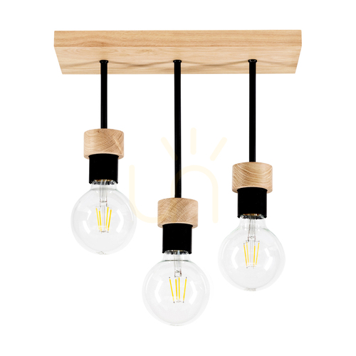 Verifica Lampa de tavan Chandelle, 3xE27, Max. 40 W, stejar tratat cu ulei/metal negru, 35 cm