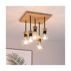 Lampa de tavan Chandelle, 5xE27, Max. 40 W, stejar tratat cu ulei/metal negru, 34 cm small 2