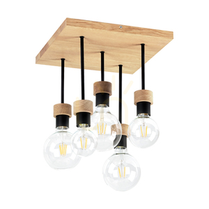 Lampa de tavan Chandelle, 5xE27, Max. 40 W, stejar tratat cu ulei/metal negru, 34 cm small 0