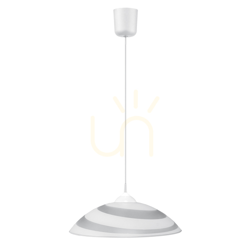 Verifica Lampă suspendată circulară, 1xE27, Max. 60 W, plastic alb / cablu din PVC alb / abajur din sticlă albă, Ø 40 cm