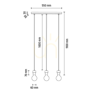Lampa suspendată Clarte, 3xE27, Max. 60 W, stejar uleiat/metal negru/cablu împletit negru, 55 cm small 2