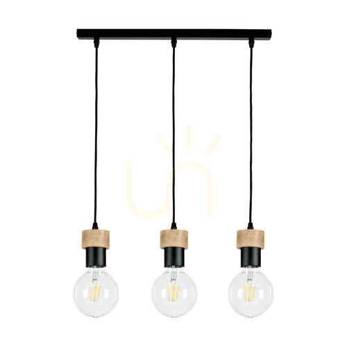 Verifica Lampa suspendată Clarte, 3xE27, Max. 60 W, stejar uleiat/metal negru/cablu împletit negru, 55 cm