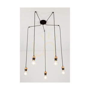 Lampa suspendată Clarte, 5xE27, Max. 60 W, stejar uleiat/metal negru/cablu împletit negru, Ø 15 cm small 3