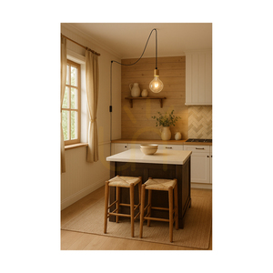 Lampa suspendată Clarte Wood, 1xE27, Max. 60 W, stejar uleiat/metal negru/cablu împletit negru, Ø 6 cm small 3