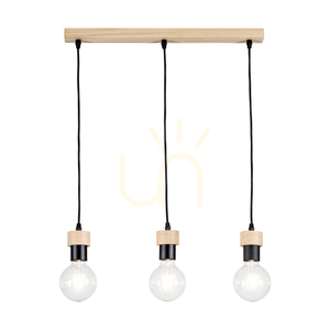 Lampa suspendată Clarte Wood, 3xE27, Max. 60 W, stejar uleiat/metal negru/cablu împletit negru, 55 cm small 1