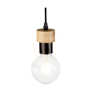 Lampa suspendată Clarte Wood, 3xE27, Max. 60 W, stejar uleiat/metal negru/cablu împletit negru, 55 cm small 3