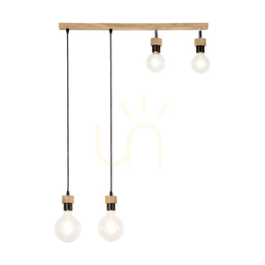 Lampa suspendată Clarte Wood 4xE27 Max. 25 W, stejar uleiat/metal negru/cablu împletit negru, 75 cm small 1