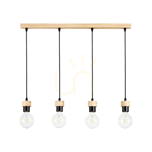 Verifica Lampa suspendată Clarte Wood 4xE27 Max. 60 W, stejar uleiat/negru, 75 cm