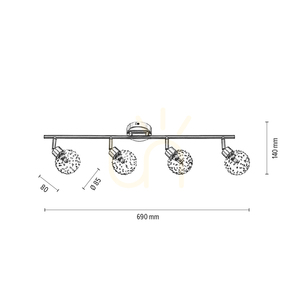 Lampă de tavan transparentă 4xG9, Max. 28 W, metal cromat/abat-jour din sticlă transparentă, 69 cm small 2