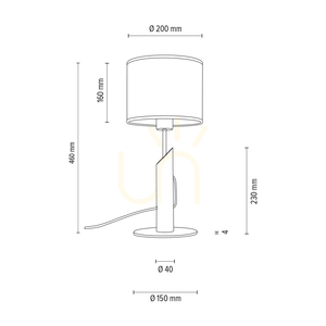 Lampa de masă Colette Grey, 1xE27, Max. 40 W, pin vopsit în gri, metal negru, cablu împletit negru, abajur gri, Ø 20 cm small 2