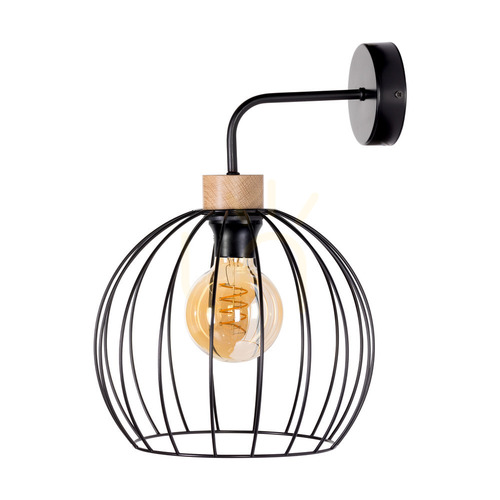 Verifica Aplică de perete Coop 1xE27 Max. 60 W, stejar uleiat/metal negru, 28 cm