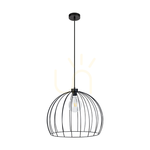 Verifica Lampă suspendată Coop 1xE27 Max. Cablu din metal negru/PVC negru, 60 W, Ø 49 cm