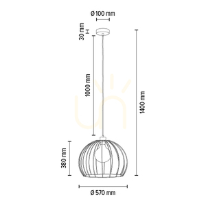 Lampă suspendată Coop 1xE27 Max. Cablu din metal negru/PVC negru, 60 W, Ø 57 cm small 2