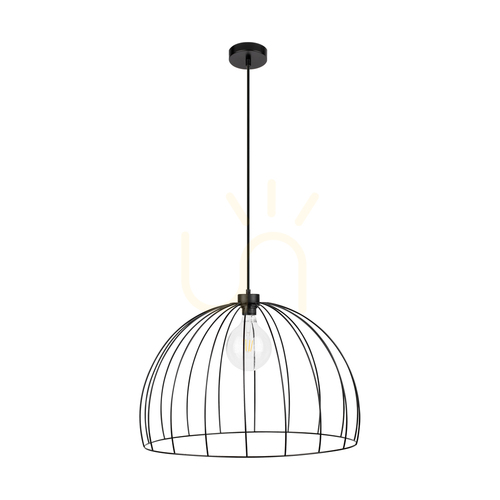 Verifica Lampă suspendată Coop 1xE27 Max. Cablu din metal negru/PVC negru, 60 W, Ø 57 cm