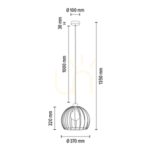 Lampă suspendată Coop, 1xE27, Max. 60 W, metal auriu/cablu din PVC negru, Ø 37 cm small 4