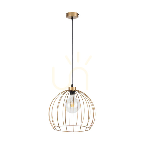 Verifica Lampă suspendată Coop, 1xE27, Max. 60 W, metal auriu/cablu din PVC negru, Ø 37 cm