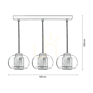 Lampa suspendată Cordia, 3xE14, Max. 9 W, metal negru / cablu din PVC transparent / abajur din sticlă transparentă / abajur negru, 50 cm small 2
