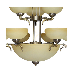 Candelabru Cremona, 12xE27, Max. 60 W, abajururi din sticlă cu finisaj metalic patinat/ecru, Ø 75,5 cm small 1