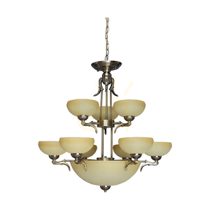 Candelabru Cremona, 12xE27, Max. 60 W, abajururi din sticlă cu finisaj metalic patinat/ecru, Ø 75,5 cm small 0