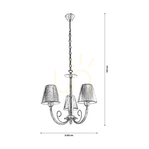 Candelabru Cubana, 3xE14, Max. 40 W, metal cromat/argintiu, abajur cu diametrul de 60 cm small 2