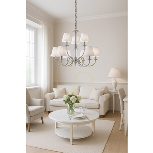 Candelabru Cubana, 9xE14, Max. 40 W, metal cromat/argintiu, abajur cu diametrul de 74 cm small 1