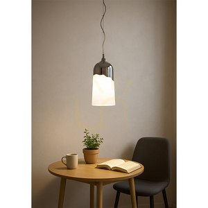 Lampa suspendată Daga, 1xE27, Max. 60 W, metal cromat/abat-jour din sticlă albă, Ø 18 cm small 3