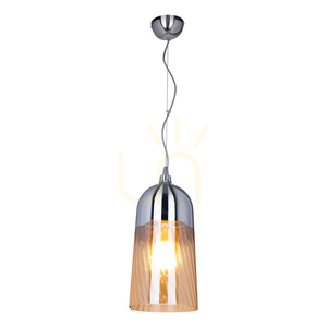 Lampa suspendată Daga, 1xE27, Max. 60 W, metal cromat/abat-jour din sticlă de culoarea șampaniei, Ø 18 cm small 1