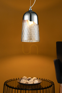 Lampa suspendată Daga, 1xE27, Max. 60 W, metal cromat/abat-jour din sticlă de culoarea șampaniei, Ø 18 cm small 3