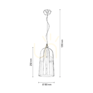 Lampa suspendată Daga, 1xE27, Max. 60 W, metal cromat/abat-jour din sticlă de culoarea șampaniei, Ø 18 cm small 4