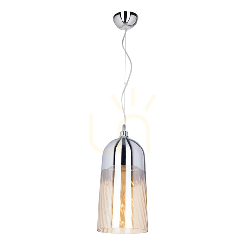 Verifica Lampa suspendată Daga, 1xE27, Max. 60 W, metal cromat/abat-jour din sticlă de culoarea șampaniei, Ø 18 cm
