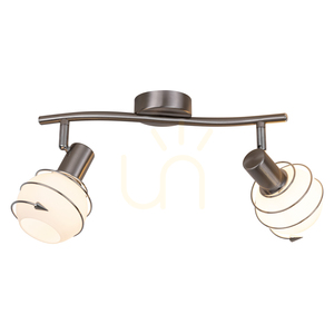 Lampa de tavan Daria, 2xE14, Max. 40 W, metal satinat/alb, abajur din sticlă, 49 cm small 1