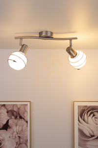 Lampa de tavan Daria, 2xE14, Max. 40 W, metal satinat/alb, abajur din sticlă, 49 cm small 3