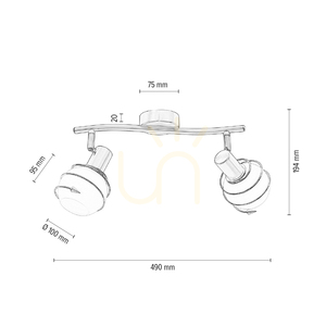 Lampa de tavan Daria, 2xE14, Max. 40 W, metal satinat/alb, abajur din sticlă, 49 cm small 4