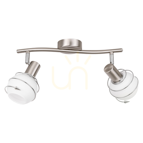 Verifica Lampa de tavan Daria, 2xE14, Max. 40 W, metal satinat/alb, abajur din sticlă, 49 cm