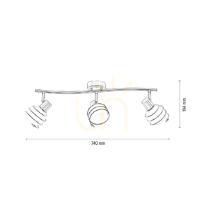 Lampa de tavan Daria, 3xE14, Max. 40 W, metal satinat/alb, abajur din sticlă, 74 cm small 4