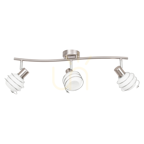 Verifica Lampa de tavan Daria, 3xE14, Max. 40 W, metal satinat/alb, abajur din sticlă, 74 cm