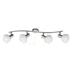 Lampa de tavan Daria, 4xE14, Max. 40 W, metal satinat/alb, abajur din sticlă, 85 cm small 1