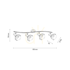 Lampa de tavan Daria, 4xE14, Max. 40 W, metal satinat/alb, abajur din sticlă, 85 cm small 3