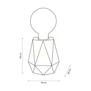 Lampa de masă Diamant, 1xE27, Max. 25 W, beton alb/cablu din PVC negru, Ø 12 cm small 4
