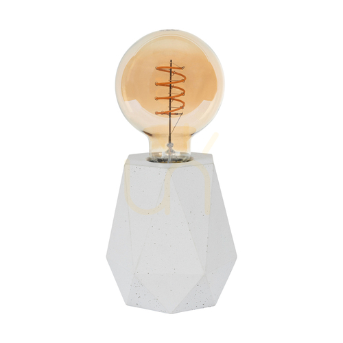 Verifica Lampa de masă Diamant, 1xE27, Max. 25 W, beton alb/cablu din PVC negru, Ø 12 cm