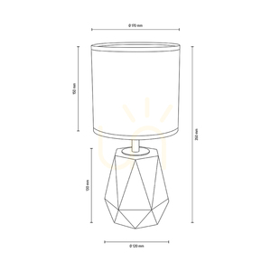 Lampa de masă Diamant, 1xE27, Max. 25 W, gri beton/cablu din PVC negru/abat-jour alb, Ø 17 cm small 1