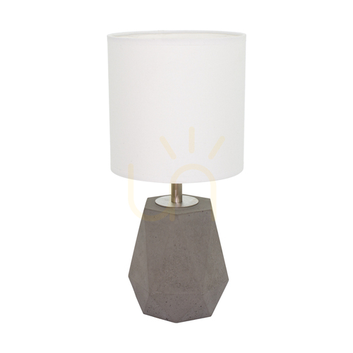 Verifica Lampa de masă Diamant, 1xE27, Max. 25 W, gri beton/cablu din PVC negru/abat-jour alb, Ø 17 cm