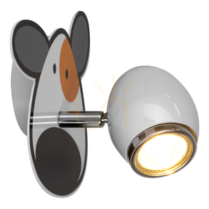 Aplică de perete „Doggy” 1xGU10 Max. 50 W, metal alb/cromat, cu model de câine, 18 cm small 1