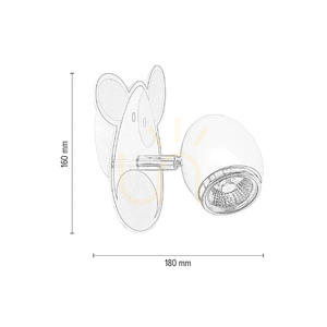 Aplică de perete „Doggy” 1xGU10 Max. 50 W, metal alb/cromat, cu model de câine, 18 cm small 4