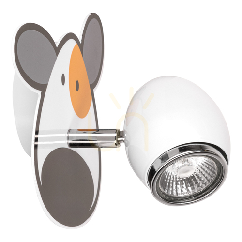 Verifica Aplică de perete „Doggy” 1xGU10 Max. 50 W, metal alb/cromat, cu model de câine, 18 cm
