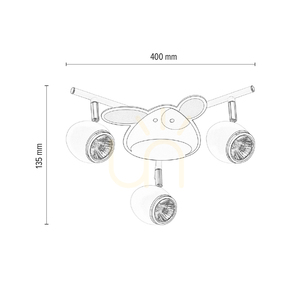 Lampa de tavan „Doggy”, 3xGU10, Max. 50 W, metal alb/cromat cu motiv de câine, Ø 40 cm small 2