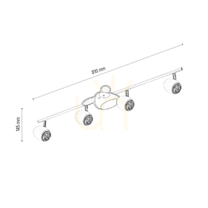 Lampa de tavan „Doggy”, 4xGU10, Max. 50 W, metal alb/cromat cu model de câine, 81 cm small 2