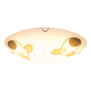 Lampă de tavan „Doggy”, 2xE27, max. 60 W, metal cromat/alb, abajur din sticlă cu motiv de cățeluș, Ø 40 cm small 1