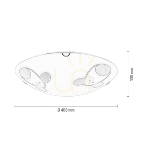 Lampă de tavan „Doggy”, 2xE27, max. 60 W, metal cromat/alb, abajur din sticlă cu motiv de cățeluș, Ø 40 cm small 4